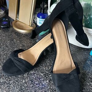 Ashley Stewart Black Knot-Front Ankle-Strap Heels